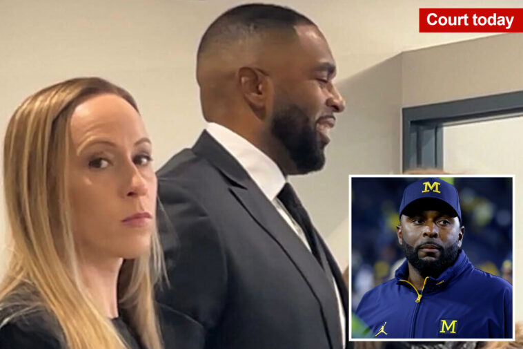 disgraced-michigan-coach-sherrone-moore-yuks-it-up-in-court-as-wife-kelli-stares-daggers-after-cheating-scandal