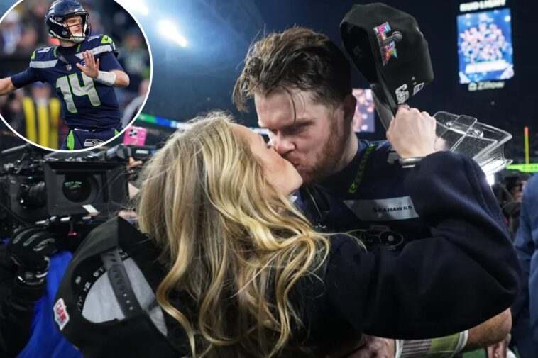 sam-darnold,-fiancee-share-kiss-on-field-after-seahawks’-nfc-championship-triumph