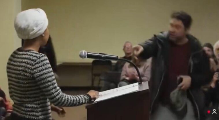 breaking:-man-charges-at-ilhan-omar,-sprays-her-with-unknown-substance-during-town-hall-(video)