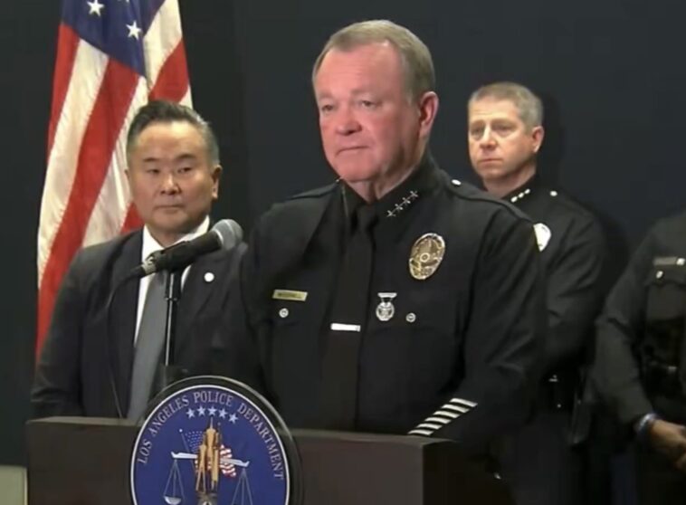 lapd-chief-defies-gavin-newsom,-refuses-to-enforce-face-covering-ban-on-ice-agents-(video)