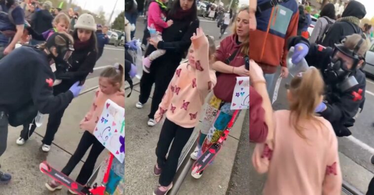 shocking-child-endangerment:-seven-year-old-girl-gets-hit-with-pepper-spray-after-irresponsible-parents-drag-her-to-anti-ice-riot-(video)