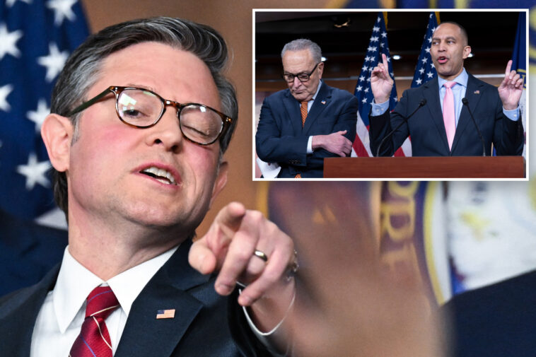 mike-johnson-gloats-over-‘family-squabble’-between-schumer-and-jeffries:-‘i’m-not-trying-to-fuel-that’