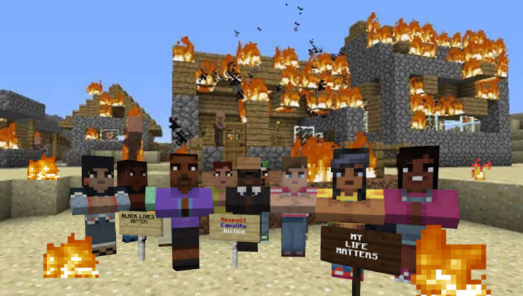 minecraft-introduces-peaceful-protesters-and-oh-no-they’ve-burned-down-the-village