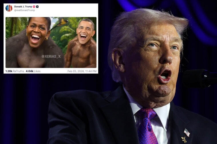 white-house-dismisses-‘fake-outrage’-over-video-trump-posted-showing-obamas-as-gorillas