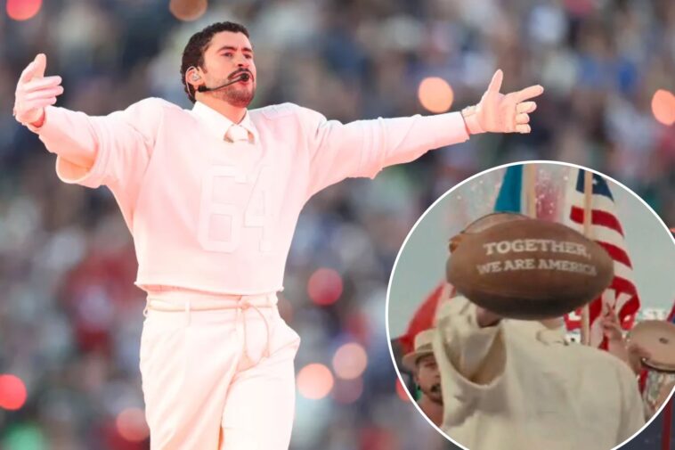 bad-bunny-uses-a-football-to-issue-message-at-end-of-super-bowl-2026-halftime-show
