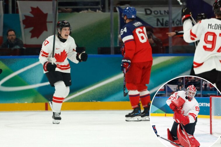 macklin-celebrini’s-first-olympic-goal-highlights-canada’s-shellacking-of-czechia