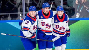 brock-nelson’s-two-goal-performance-leads-team-usa-to-victory-over-latvia-in-olympic-debut