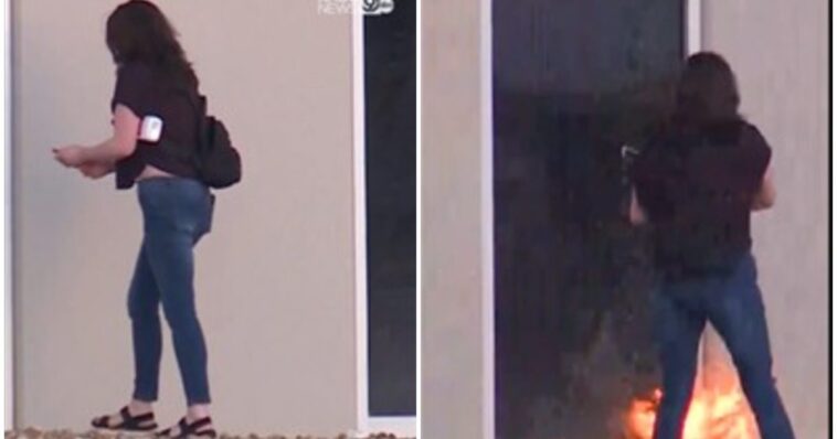 woman-caught-on-tape-setting-fire-to-warehouse-rumored-as-potential-ice-detention-center-(video)