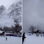 wild-video-shows-avalanche-spill-down-mountainside,-engulfing-skiers-fleeing-for-their-lives