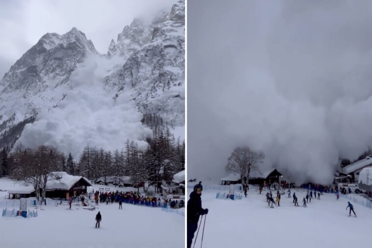 wild-video-shows-avalanche-spill-down-mountainside,-engulfing-skiers-fleeing-for-their-lives