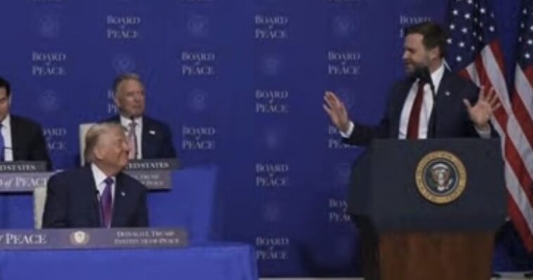 watch:-jd-vance-kicks-off-board-of-peace-speech-by-nuking-aoc-after-trump-roasts-her-–-“i’m-tempted-to-just-freeze…-maybe-they’ll-say-nice-things-about-me,-like-they-do-about-congresswoman-cortez.”