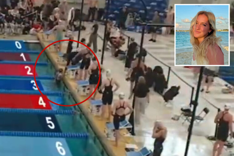 horrifying-moment-stanford-swimmer,-20,-floats-face-down-in-pool-and-collapses-after-race