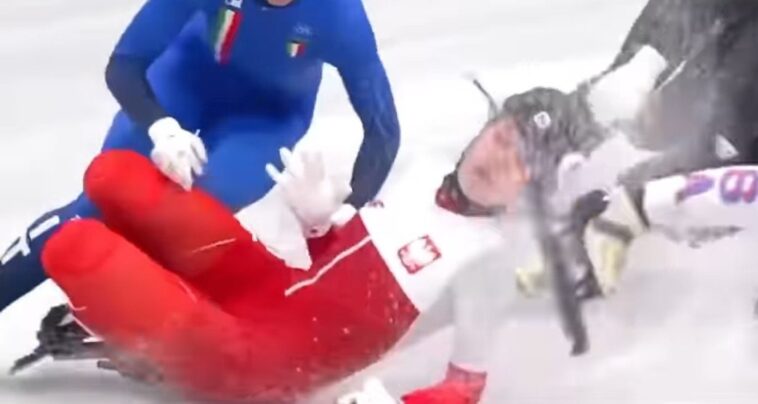 olympic-speedskater-sustains-injury-above-her-eye-from-competitors-blade-during-crash-(video)