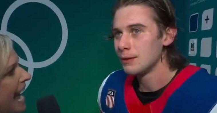 team-usa-hockey-hero-jack-hughes-unleashes-pure-patriotism-(and-missing-teeth)-after-epic-gold-medal-victory-over-canada:-‘i-love-the-usa!’-(video)