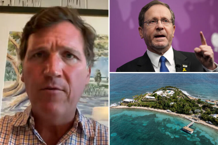 tucker-carlson-forced-to-back-track-on-claim-israeli-president-visited-epstein’s-‘pedo-island’