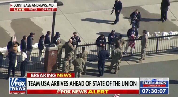 troops-greet-team-usa-men’s-hockey-players-at-joint-base-andrews-(video)