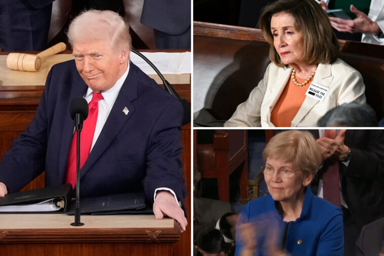 trump-throws-shade-at-pelosi-with-call-to-end-congressional-stock-trading,-gets-ovation-from-sen.-warren