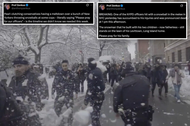 columbia-professor-jokes-about-nypd-cops-dying-after-snowball-melee:-officer-‘succumbed-to-his-injuries’