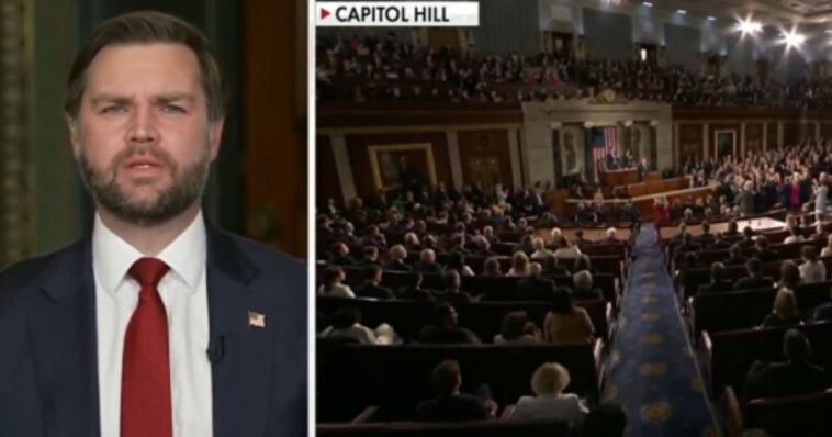 watch:-jd-vance-rips-shameful-democrats-for-not-standing-during-trump’s-sotu-call-to-protect-americans-first,-‘sad-commentary-on-the-party!’