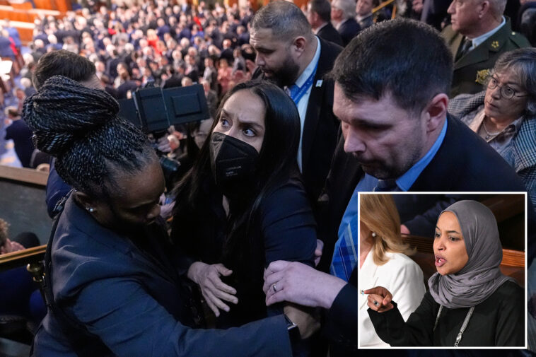 rep.-ilhan-omar-claims-state-of-the-union-guest-was-‘forcibly-removed’-and-arrested-for-standing-during-trump’s-address