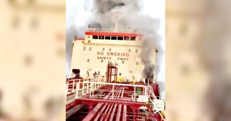 watch:-iranian-drone-attacks-oil-tanker-off-the-coast-of-oman,-killing-one-crew-member
