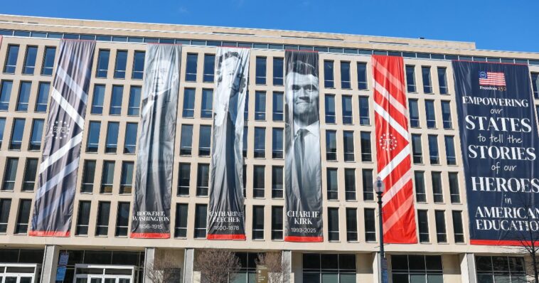 department-of-education-honors-charlie-kirk-with-banner-as-part-of-america’s-250th-birthday-celebration:-‘heroes-in-american-education’
