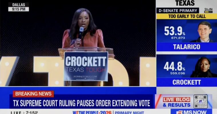 lol:-jasmine-crockett-storms-out-of-her-own-event-after-brutal-democrat-primary-loss-—-claims-“republicans”-are-cheating-despite-previously-saying-voter-fraud-is-a-‘conspiracy’