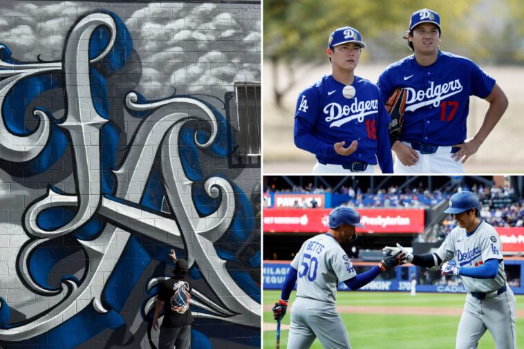 dodgers-mural-featuring-ohtani,-yamamoto,-betts-and-valenzuela-appears-in-downtown-los-angeles
