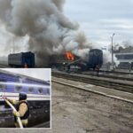 russian-drone-attacks-empty-passenger-train-in-ukraine,-official-says