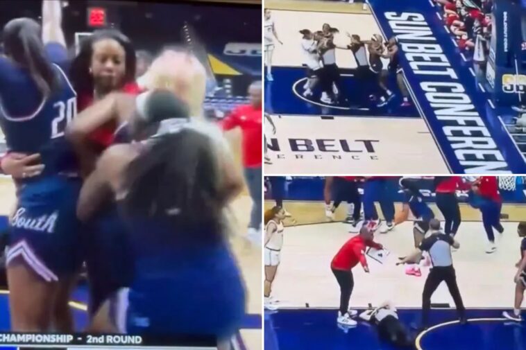 referee-knocked-out-in-wild-women’s-college-basketball-brawl-that-saw-eight-ejections