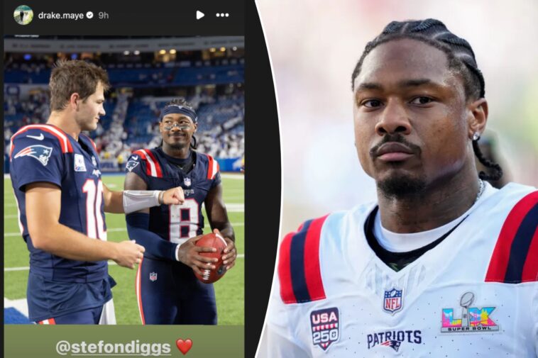 drake-maye-reacts-to-stefon-diggs’-patriots-release-after-super-bowl-run