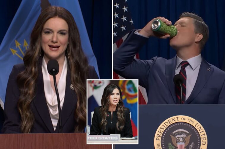‘snl’-roasts-kristi-noem-for-being-‘reassigned-under-the-bus’-after-trump-booted-her-from-dhs-top-job