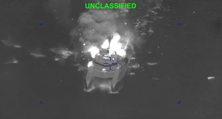us-central-command-releases-unclassified-footage-of-military-strikes-on-iranian-navy,-including-minelayers-(video)