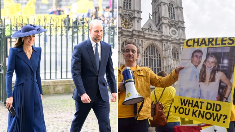 king-charles,-kate-middleton,-prince-william-heckled-by-protesters-demanding-answers-on-andrew’s-epstein-ties