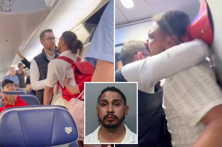 unruly-passenger-arrested-after-wild-brawl-with-officer-on-southwest-airlines-flight:-video