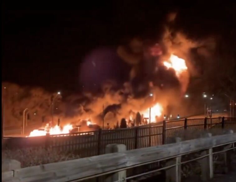 crash-between-car-and-fuel-tanker-sparks-massive-fire-on-i-471-in-kentucky-—-children-hospitalized,-highway-shut-down