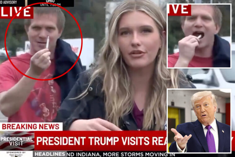bizarre-moment-passerby-eats-a-lit-cigarette-on-live-tv-during-president-trump’s-ohio-visit