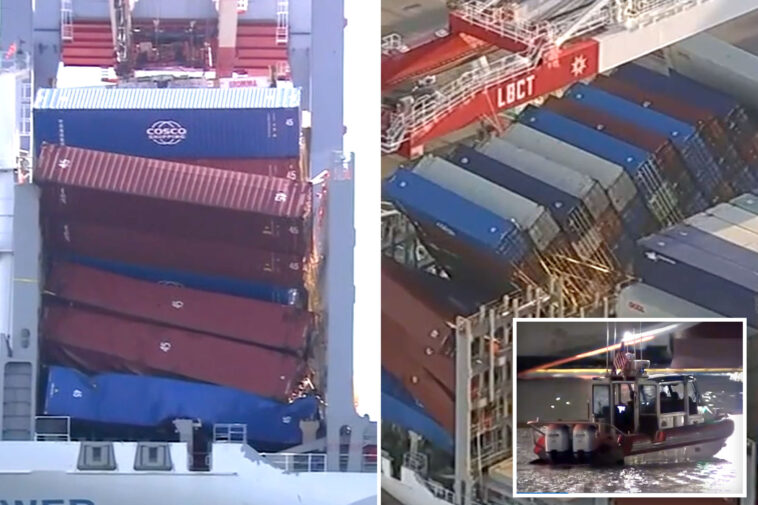 ‘precarious’-situation-as-damaged-shipping-containers-arrive-at-port-of-long-beach