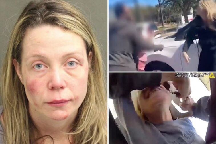 unhinged-florida-woman-beats-pregnant-driver,-attacks-elderly-bystander,-and-bites-cop-in-road-rage-rampage:-video