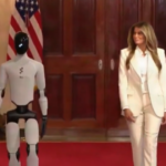 first-lady-melania-trump-walks-alongside-humanoid-robot-at-white-house-tech-summit-(video)