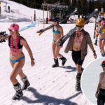 in-record-heat,-us-ski-resorts-bulldoze-snow-—-skiers-wear-bikinis