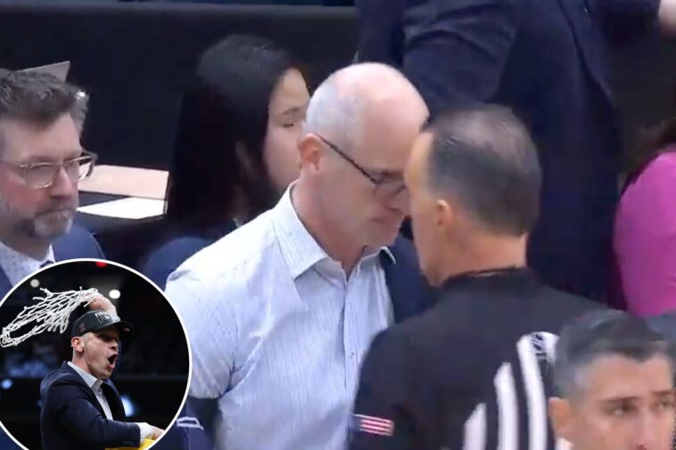 dan-hurley-under-fire-for-bizarre-ref-interaction-after-uconn’s-miraculous-3-pointer