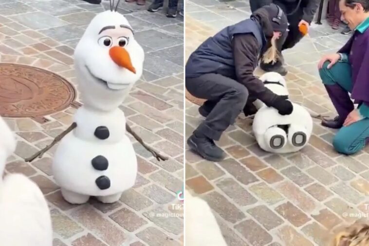 ‘olaf-just-melted’:-video-shows-brand-new-‘frozen’-robot-freeze,-topple-over-at-disney-park