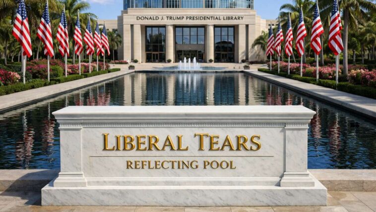 trump-presidential-library-to-feature-solemn-‘reflecting-pool’-of-liberal-tears