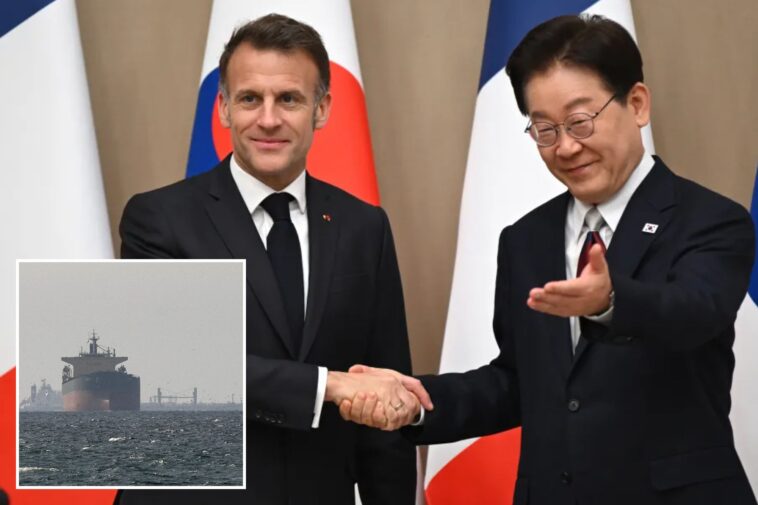 french,-south-korean-leaders-say-they’ll-work-together-on-the-strait-of-hormuz