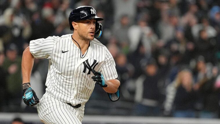 yankees’-giancarlo-stanton-steals-first-base-since-2020-in-team’s-win-over-marlins