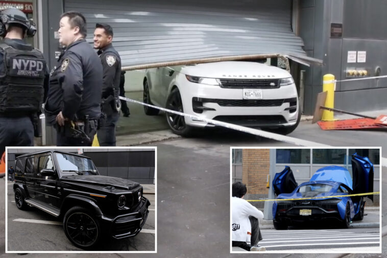bone-headed-bandits-try-to-steal-mcclaren,-g-wagon-during-nyc-heist-—-only-to-be-stopped-by-parking-gate