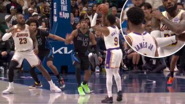 lebron-james-lets-son-bronny-hear-it-immediately-after-mistake-during-lakers’-loss-to-mavericks