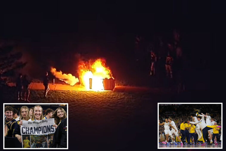 michigan-basketball-fans-set-dozens-of-fires-after-team-wins-first-national-championship-in-37-years