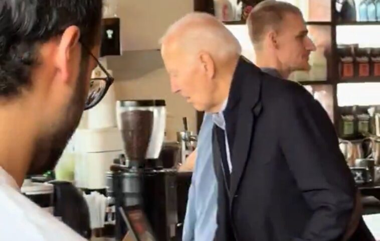 barely-anyone-notices-feeble-biden-shuffling-around-delaware-coffee-shop-(video)
